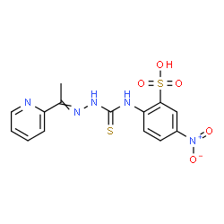 ChemSpider 2D Image | 5-Nitro-2-[({2-[1-(2-pyridinyl)ethylidene]hydrazino}carbonothioyl)amino]benzenesulfonic acid | C14H13N5O5S2