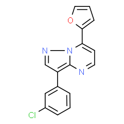 ChemSpider 2D Image | 3-(3-Chlorophenyl)-7-(2-furyl)pyrazolo[1,5-a]pyrimidine | C16H10ClN3O