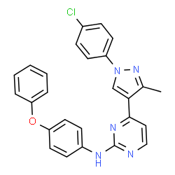 ChemSpider 2D Image | 4-[1-(4-Chlorophenyl)-3-methyl-1H-pyrazol-4-yl]-N-(4-phenoxyphenyl)-2-pyrimidinamine | C26H20ClN5O