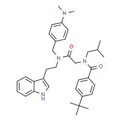 ChemSpider 2D Image | N-(2-{[4-(Dimethylamino)benzyl][2-(1H-indol-3-yl)ethyl]amino}-2-oxoethyl)-N-isobutyl-4-(2-methyl-2-propanyl)benzamide | C36H46N4O2