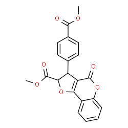 ChemSpider 2D Image | Methyl 3-[4-(methoxycarbonyl)phenyl]-4-oxo-2,3-dihydro-4H-furo[3,2-c]chromene-2-carboxylate | C21H16O7