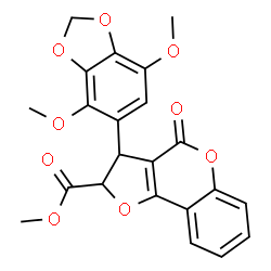 ChemSpider 2D Image | Methyl 3-(4,7-dimethoxy-1,3-benzodioxol-5-yl)-4-oxo-2,3-dihydro-4H-furo[3,2-c]chromene-2-carboxylate | C22H18O9