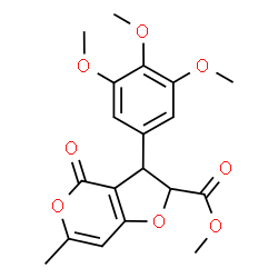 ChemSpider 2D Image | Methyl 6-methyl-4-oxo-3-(3,4,5-trimethoxyphenyl)-2,3-dihydro-4H-furo[3,2-c]pyran-2-carboxylate | C19H20O8