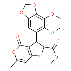 ChemSpider 2D Image | Methyl 3-(6,7-dimethoxy-1,3-benzodioxol-5-yl)-6-methyl-4-oxo-2,3-dihydro-4H-furo[3,2-c]pyran-2-carboxylate | C19H18O9