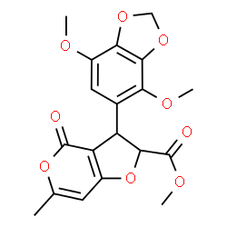 ChemSpider 2D Image | Methyl 3-(4,7-dimethoxy-1,3-benzodioxol-5-yl)-6-methyl-4-oxo-2,3-dihydro-4H-furo[3,2-c]pyran-2-carboxylate | C19H18O9