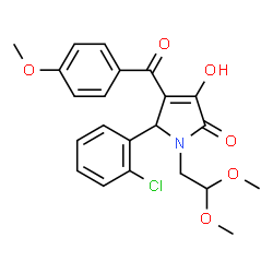 ChemSpider 2D Image | 5-(2-Chlorophenyl)-1-(2,2-dimethoxyethyl)-3-hydroxy-4-(4-methoxybenzoyl)-1,5-dihydro-2H-pyrrol-2-one | C22H22ClNO6