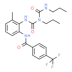 ChemSpider 2D Image | N-(3-Methyl-2-{[propyl(propylcarbamoyl)carbamoyl]amino}phenyl)-4-(trifluoromethyl)benzamide | C23H27F3N4O3