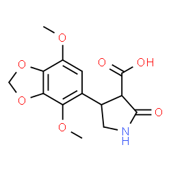 ChemSpider 2D Image | 4-(4,7-Dimethoxy-1,3-benzodioxol-5-yl)-2-oxo-3-pyrrolidinecarboxylic acid | C14H15NO7
