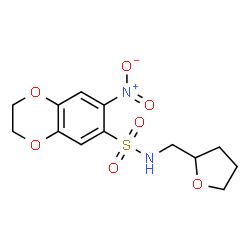 ChemSpider 2D Image | 7-Nitro-N-(tetrahydro-2-furanylmethyl)-2,3-dihydro-1,4-benzodioxine-6-sulfonamide | C13H16N2O7S