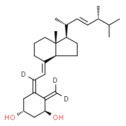 ChemSpider 2D Image | (1S,3R,5Z,7E,22E)-(6,19,19-~2~H_3_)-9,10-Secoergosta-5,7,10,22-tetraene-1,3-diol | C28H41D3O2