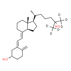 ChemSpider 2D Image | (3S,5Z,7E)-(26,26,26,27,27,27-~2~H_6_)-9,10-Secocholesta-5,7,10-triene-3,25-diol | C27H38D6O2