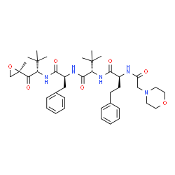 ChemSpider 2D Image | (2S)-N-[(2S)-1-({(2S)-3,3-Dimethyl-1-[(2R)-2-methyl-2-oxiranyl]-1-oxo-2-butanyl}amino)-1-oxo-3-phenyl-2-propanyl]-3,3-dimethyl-2-({(2S)-2-[(4-morpholinylacetyl)amino]-4-phenylbutanoyl}amino)butanamide | C40H57N5O7