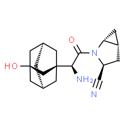 ChemSpider 2D Image | (1R,3S,5R)-2-{(2S)-2-Amino-2-[(1r,3R,5R,7S)-3-hydroxyadamantan-1-yl]acetyl}-2-azabicyclo[3.1.0]hexane-3-carbonitrile | C18H25N3O2