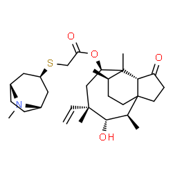 ChemSpider 2D Image | (2R,3S,4S,6R,8R,14R)-3-Hydroxy-2,4,7,14-tetramethyl-9-oxo-4-vinyltricyclo[5.4.3.0~1,8~]tetradec-6-yl {[(3-exo)-8-methyl-8-azabicyclo[3.2.1]oct-3-yl]sulfanyl}acetate | C30H47NO4S