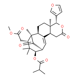 ChemSpider 2D Image | (1R,2S,5R,6R,10S,13S,14R,16S)-6-(3-Furyl)-16-(2-methoxy-2-oxoethyl)-1,5,15,15-tetramethyl-8,17-dioxo-7-oxatetracyclo[11.3.1.0~2,11~.0~5,10~]heptadec-11-en-14-yl 2-methylpropanoate | C31H40O8