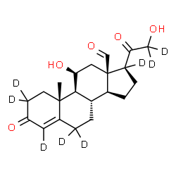 ChemSpider 2D Image | (11beta)-11,21-Dihydroxy-3,20-dioxo(2,2,4,6,6,17,21,21-~2~H_8_)pregn-4-en-18-al | C21H20D8O5