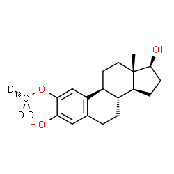 ChemSpider 2D Image | (17beta)-2-[(~13~C,~2~H_3_)Methyloxy]estra-1,3,5(10)-triene-3,17-diol | C1813CH23D3O3