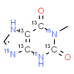 ChemSpider 2D Image | 2,6-Dihydroxy-1-methylpurine-13C4,15N3 (2,4,5,6-13C4, 1,3,9-15N3) | C213C4H6N15N3O2