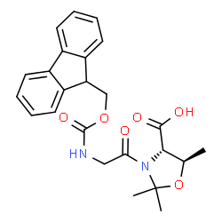 ChemSpider 2D Image | (4S,5R)-3-{N-[(9H-Fluoren-9-ylmethoxy)carbonyl]glycyl}-2,2,5-trimethyl-1,3-oxazolidine-4-carboxylic acid | C24H26N2O6