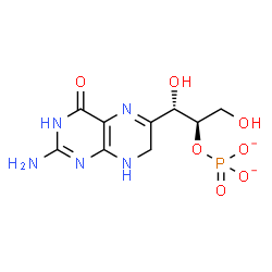 ChemSpider 2D Image | (1S,2R)-1-(2-Amino-4-oxo-1,4,7,8-tetrahydro-6-pteridinyl)-1,3-dihydroxy-2-propanyl phosphate | C9H12N5O7P