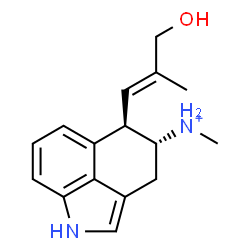 ChemSpider 2D Image | (4R,5R)-5-[(1E)-3-Hydroxy-2-methyl-1-propen-1-yl]-N-methyl-1,3,4,5-tetrahydrobenzo[cd]indol-4-aminium | C16H21N2O