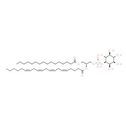 ChemSpider 2D Image | 1-hexadecanoyl-2-(5Z,8Z,11Z,14Z-icosatetraenoyl)-sn-glycero-3-phospho-D-myo-inositol | C45H79O13P
