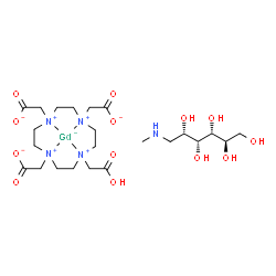 ChemSpider 2D Image | [2,2',2'',2'''-(1,4,7,10-Tetraazacyclododecane-1,4,7,10-tetrayl-kappa~4~N~1~,N~4~,N~7~,N~10~)tetraacetato(3-)]gadolinium - 1-deoxy-1-(methylamino)-D-glucitol (1:1) | C23H42GdN5O13