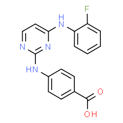 ChemSpider 2D Image | 4-({4-[(2-Fluorophenyl)amino]-2-pyrimidinyl}amino)benzoic acid | C17H13FN4O2