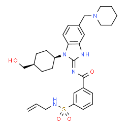ChemSpider 2D Image | 3-(Allylsulfamoyl)-N-{1-[cis-4-(hydroxymethyl)cyclohexyl]-5-(1-piperidinylmethyl)-1H-benzimidazol-2-yl}benzamide | C30H39N5O4S
