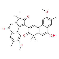 ChemSpider 2D Image | 1-(9-Hydroxy-6-methoxy-1,1,7-trimethyl-2-oxo-1,2-dihydro-3-phenanthrenyl)-8-methoxy-3,3,7-trimethyl-2H-cyclopenta[a]naphthalene-2,5(3H)-dione | C35H32O6