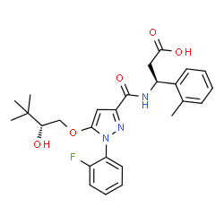 ChemSpider 2D Image | (3S)-3-[({1-(2-Fluorophenyl)-5-[(2R)-2-hydroxy-3,3-dimethylbutoxy]-1H-pyrazol-3-yl}carbonyl)amino]-3-(2-methylphenyl)propanoic acid | C26H30FN3O5
