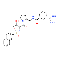 ChemSpider 2D Image | (3S)-1-Carbamimidoyl-N-({(2S)-1-[N-(2-naphthylsulfonyl)-D-allothreonyl]-2-pyrrolidinyl}methyl)-3-piperidinecarboxamide | C26H36N6O5S