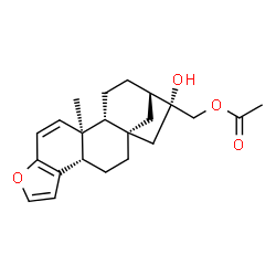 ChemSpider 2D Image | [(1S,4S,12S,13R,16R,17R)-17-Hydroxy-12-methyl-8-oxapentacyclo[14.2.1.0~1,13~.0~4,12~.0~5,9~]nonadeca-5(9),6,10-trien-17-yl]methyl acetate | C22H28O4