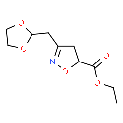 ChemSpider 2D Image | Ethyl 3-(1,3-dioxolan-2-ylmethyl)-4,5-dihydro-1,2-oxazole-5-carboxylate | C10H15NO5
