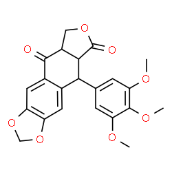 ChemSpider 2D Image | 9-(3,4,5-Trimethoxyphenyl)-5a,6,8a,9-tetrahydrofuro[3',4':6,7]naphtho[2,3-d][1,3]dioxole-5,8-dione | C22H20O8