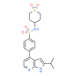 ChemSpider 2D Image | N-(1,1-Dioxidotetrahydro-2h-Thiopyran-4-Yl)-4-[2-(1-Methylethyl)-1h-Pyrrolo[2,3-B]pyridin-4-Yl]benzenesulfonamide | C21H25N3O4S2