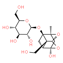 ChemSpider 2D Image | (1R,2S,3R,5R,6R,8S)-6-Hydroxy-2-(hydroxymethyl)-8-methyl-9,10-dioxatetracyclo[4.3.1.0~2,5~.0~3,8~]dec-3-yl beta-D-glucopyranoside | C16H24O10