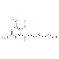 ChemSpider 2D Image | 2-{2-[(2-Amino-6-methoxy-5-nitroso-4-pyrimidinyl)amino]ethoxy}ethanol | C9H15N5O4
