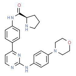 ChemSpider 2D Image | N-[4-(2-{[4-(4-Morpholinyl)phenyl]amino}-4-pyrimidinyl)phenyl]-D-prolinamide | C25H28N6O2