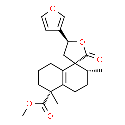 ChemSpider 2D Image | Methyl (2'R,3R,5S,5'R)-5-(3-furyl)-2',5'-dimethyl-2-oxo-3',4,4',5,5',6',7',8'-octahydro-2'H-spiro[furan-3,1'-naphthalene]-5'-carboxylate | C21H26O5