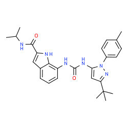 ChemSpider 2D Image | 7-({[3-Tert-Butyl-1-(4-Methylphenyl)-1h-Pyrazol-5-Yl]carbamoyl}amino)-N-(Propan-2-Yl)-1h-Indole-2-Carboxamide | C27H32N6O2
