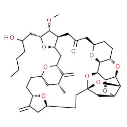 ChemSpider 2D Image | (1S,3S,6S,9S,12S,14R,16R,18S,20R,21R,22S,26R,29S,31R,32S,33R,35S,36S)-20-(2-Hydroxyhexyl)-21-methoxy-14-methyl-8,15-bis(methylene)-2,19,30,34,37,39,40,41-octaoxanonacyclo[24.9.2.1~3,32~.1~3,33~.1~6,9~
.1~12,16~.0~18,22~.0~29,36~.0~31,35~]hentetracontan-24-one | C43H64O11