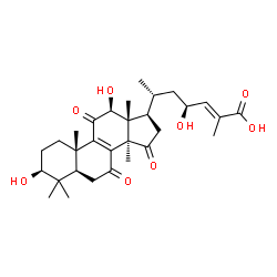 ChemSpider 2D Image | (3Î²,12Î²,23S,24E)-3,12,23-Trihydroxy-7,11,15-trioxolanosta-8,24-dien-26-oic acid | C30H42O8