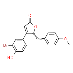 ChemSpider 2D Image | (5Z)-4-(3-Bromo-4-hydroxyphenyl)-5-(4-methoxybenzylidene)-2(5H)-furanone | C18H13BrO4