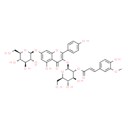 ChemSpider 2D Image | 7-(beta-D-Glucopyranosyloxy)-5-hydroxy-2-(4-hydroxyphenyl)-4-oxo-4H-chromen-3-yl 2-O-[(2E)-3-(4-hydroxy-3-methoxyphenyl)-2-propenoyl]-beta-D-glucopyranoside | C37H38O19