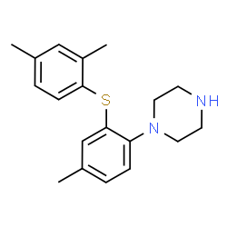 ChemSpider 2D Image | 1-{2-[(2,4-Dimethylphenyl)sulfanyl]-4-methylphenyl}piperazine | C19H24N2S
