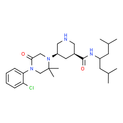 ChemSpider 2D Image | (3S,5R)-5-[4-(2-Chlorophenyl)-2,2-dimethyl-5-oxo-1-piperazinyl]-N-(2,6-dimethyl-4-heptanyl)-3-piperidinecarboxamide | C27H43ClN4O2