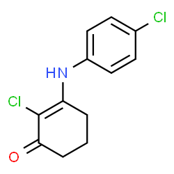 ChemSpider 2D Image | 2-Chloro-3-[(4-chlorophenyl)amino]-2-cyclohexen-1-one | C12H11Cl2NO