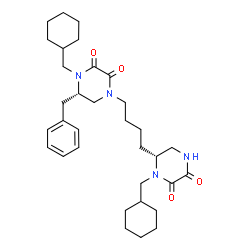 ChemSpider 2D Image | (5S)-5-Benzyl-4-(cyclohexylmethyl)-1-{4-[(2R)-1-(cyclohexylmethyl)-5,6-dioxo-2-piperazinyl]butyl}-2,3-piperazinedione | C33H48N4O4