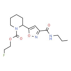 ChemSpider 2D Image | 2-Fluoroethyl 2-[3-(propylcarbamoyl)-1,2-oxazol-5-yl]-1-piperidinecarboxylate | C15H22FN3O4